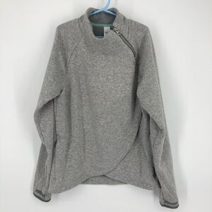 Athleta Girl Sweatshirt Size Large Gray Crossover‎ Furry Interior Zipper Pockets